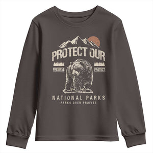 Protect Our National Parks Youth Sweatshirt TS10 Dark Chocolate Print Your Wear