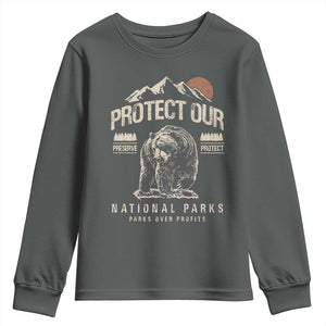 Protect Our National Parks Youth Sweatshirt TS10 Dark Heather Print Your Wear