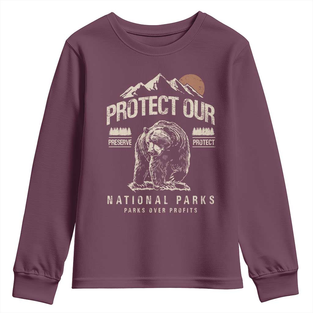 Protect Our National Parks Youth Sweatshirt TS10 Maroon Print Your Wear
