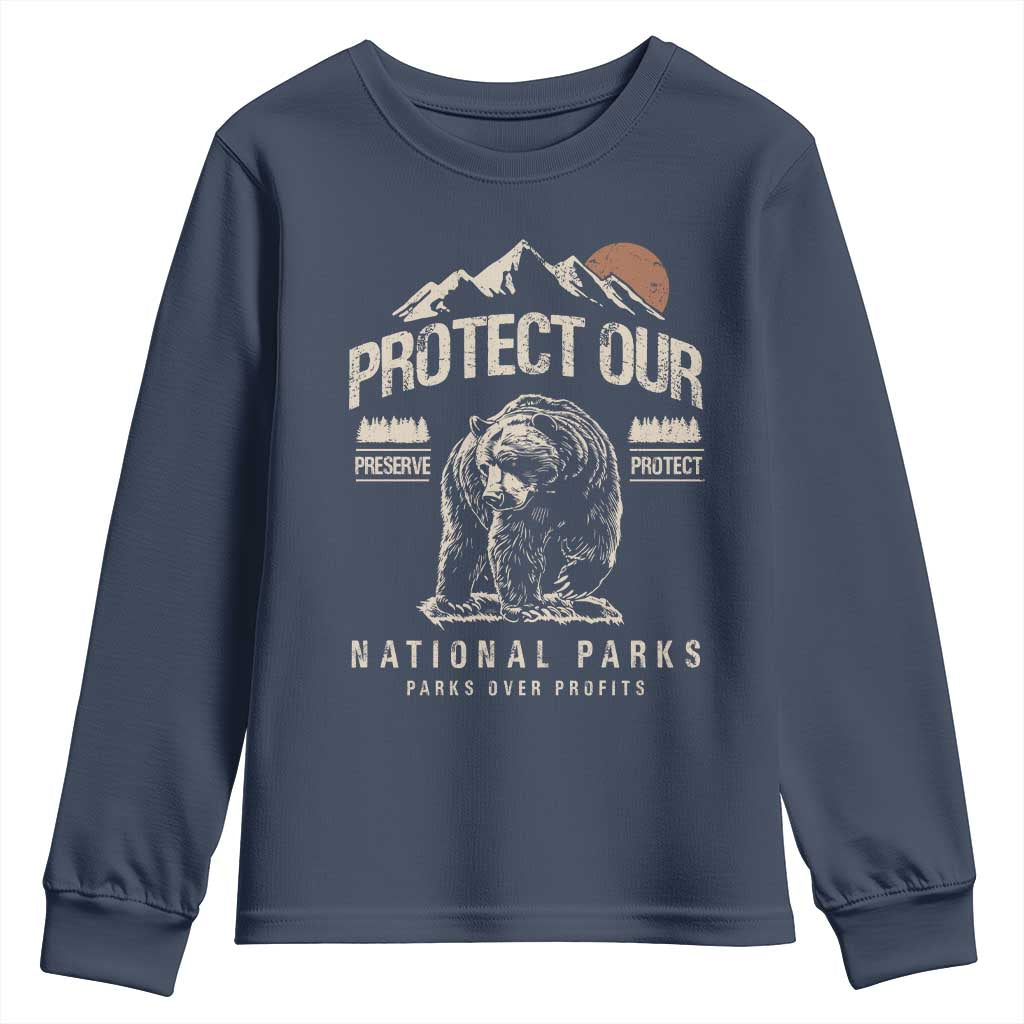Protect Our National Parks Youth Sweatshirt TS10 Navy Print Your Wear