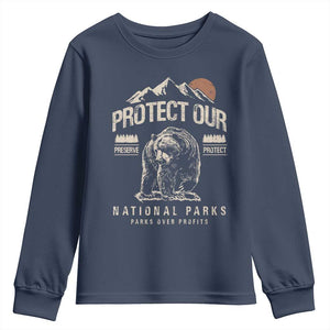 Protect Our National Parks Youth Sweatshirt TS10 Navy Print Your Wear