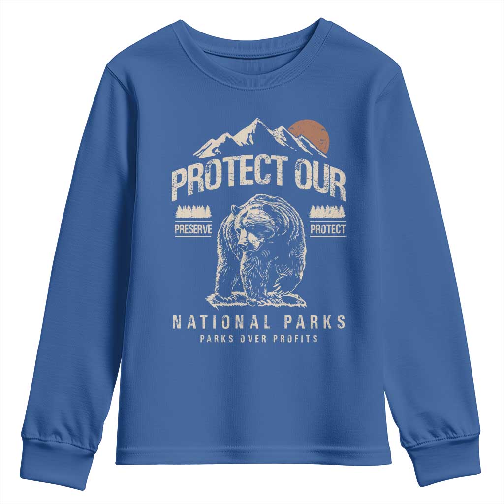 Protect Our National Parks Youth Sweatshirt TS10 Royal Blue Print Your Wear