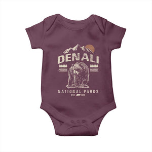Denali National Park Baby Onesie Alaska Mountain Mountain Camping Hiking Mountaineering TS10 Maroon Print Your Wear