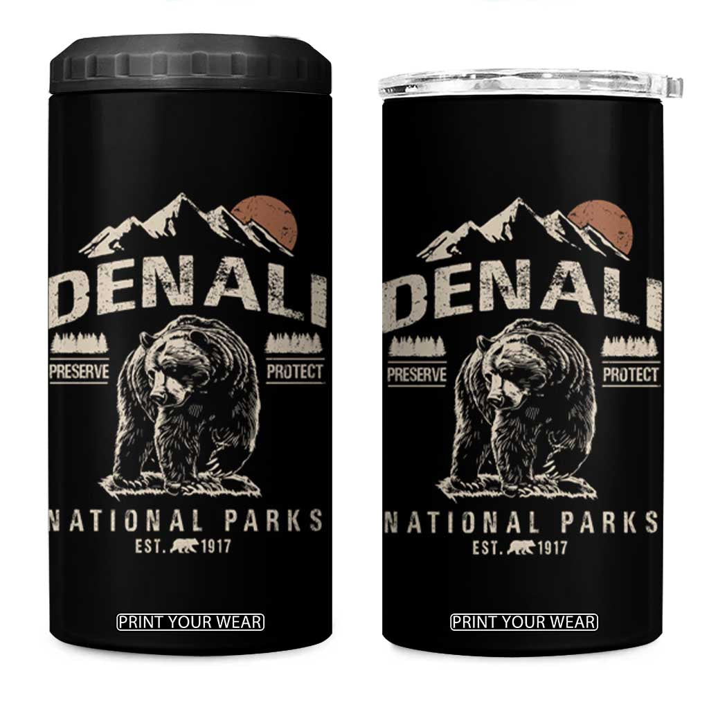 Denali National Park 4 in 1 Can Cooler Tumbler Alaska Mountain Mountain Camping Hiking Mountaineering TS10 One Size: 16 oz Black Print Your Wear