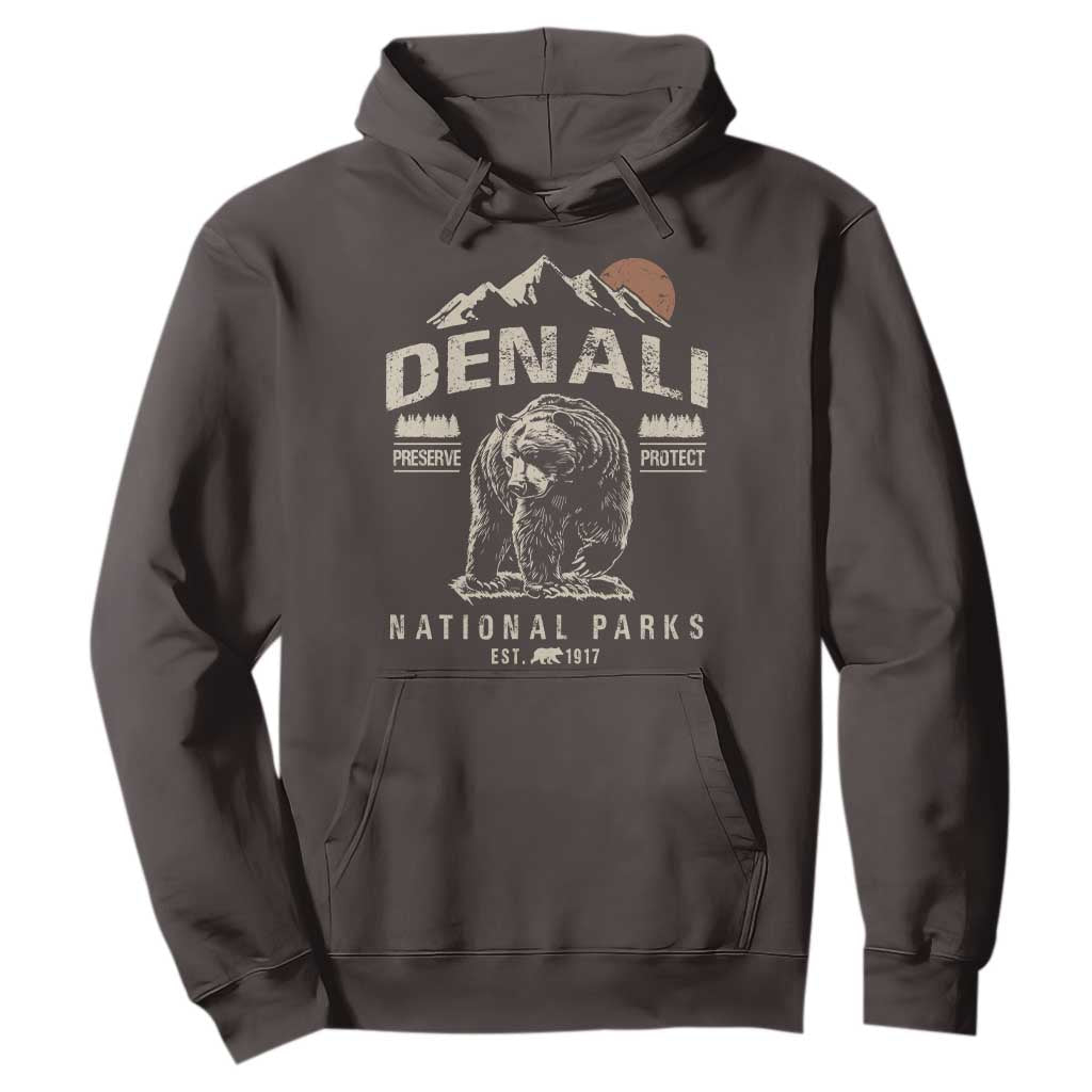 Denali National Park Hoodie Alaska Mountain Mountain Camping Hiking Mountaineering TS10 Dark Chocolate Print Your Wear