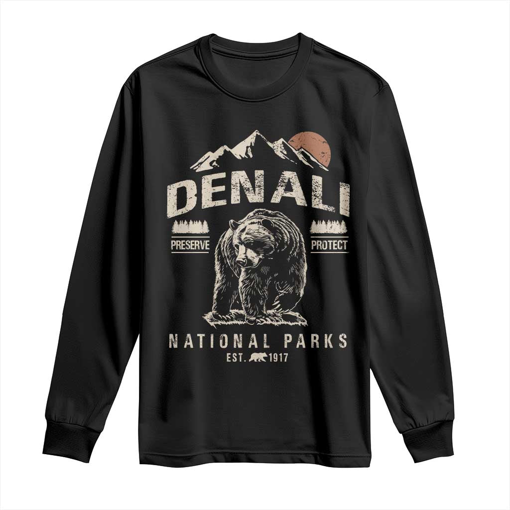Denali National Park Long Sleeve Shirt Alaska Mountain Mountain Camping Hiking Mountaineering TS10 Black Print Your Wear