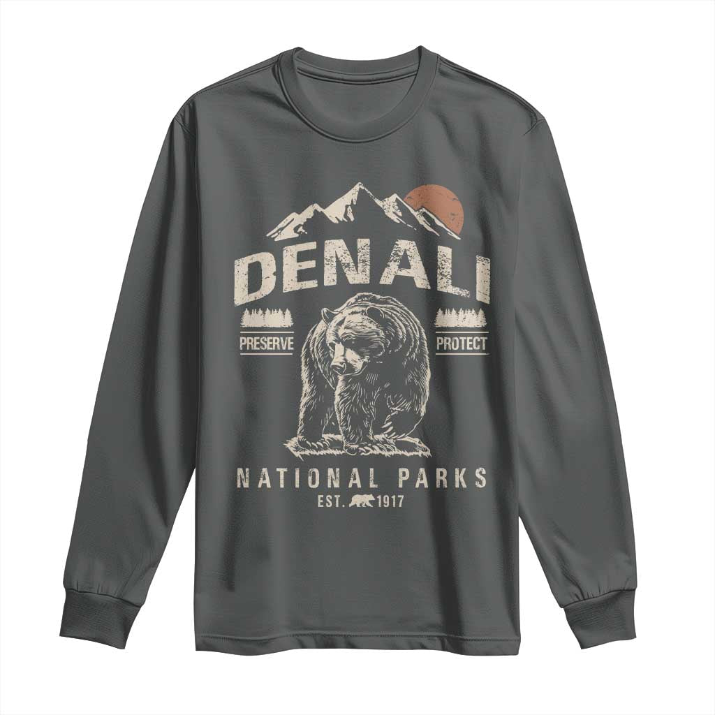 Denali National Park Long Sleeve Shirt Alaska Mountain Mountain Camping Hiking Mountaineering TS10 Dark Heather Print Your Wear