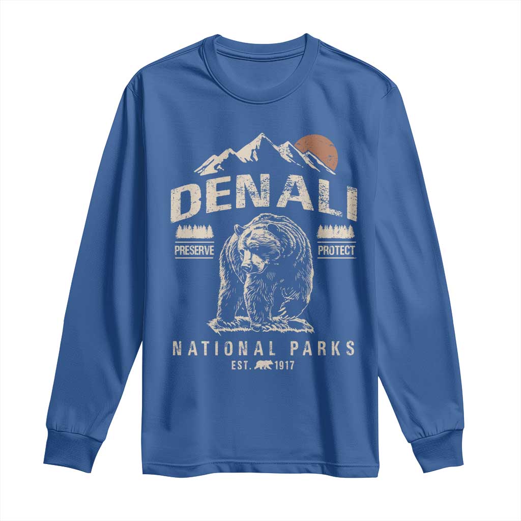 Denali National Park Long Sleeve Shirt Alaska Mountain Mountain Camping Hiking Mountaineering TS10 Royal Blue Print Your Wear