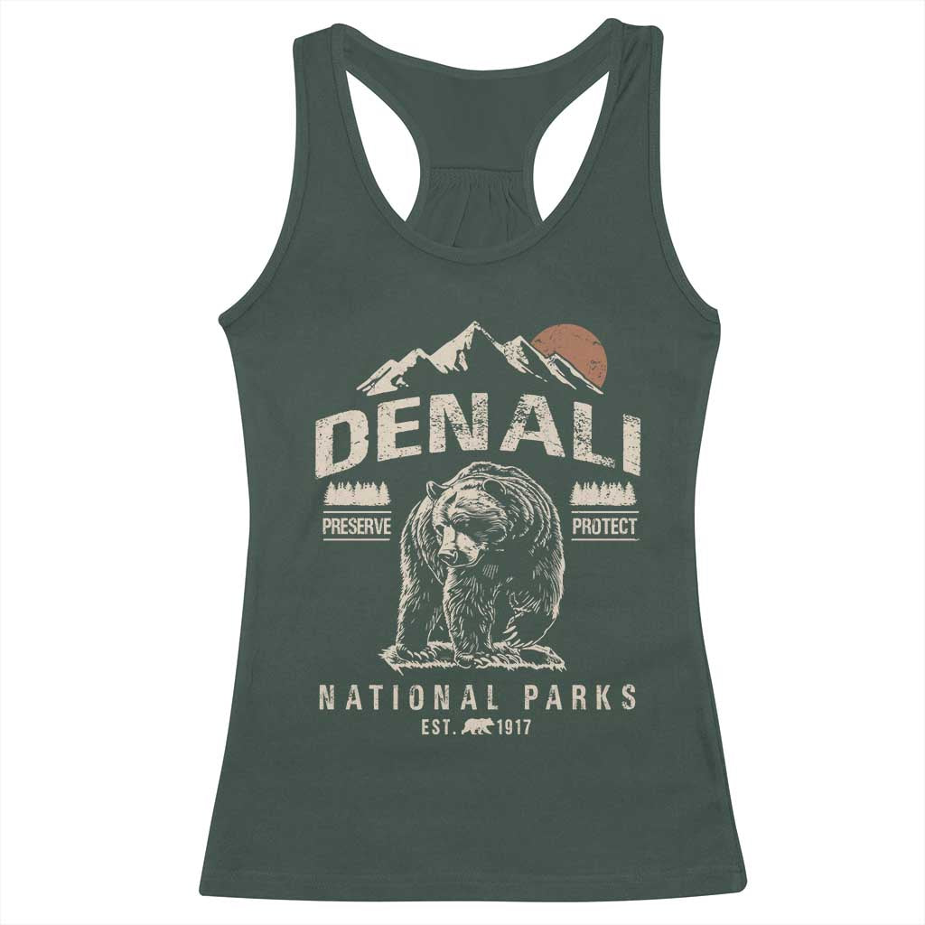 Denali National Park Racerback Tank Top Alaska Mountain Mountain Camping Hiking Mountaineering TS10 Dark Forest Green Print Your Wear