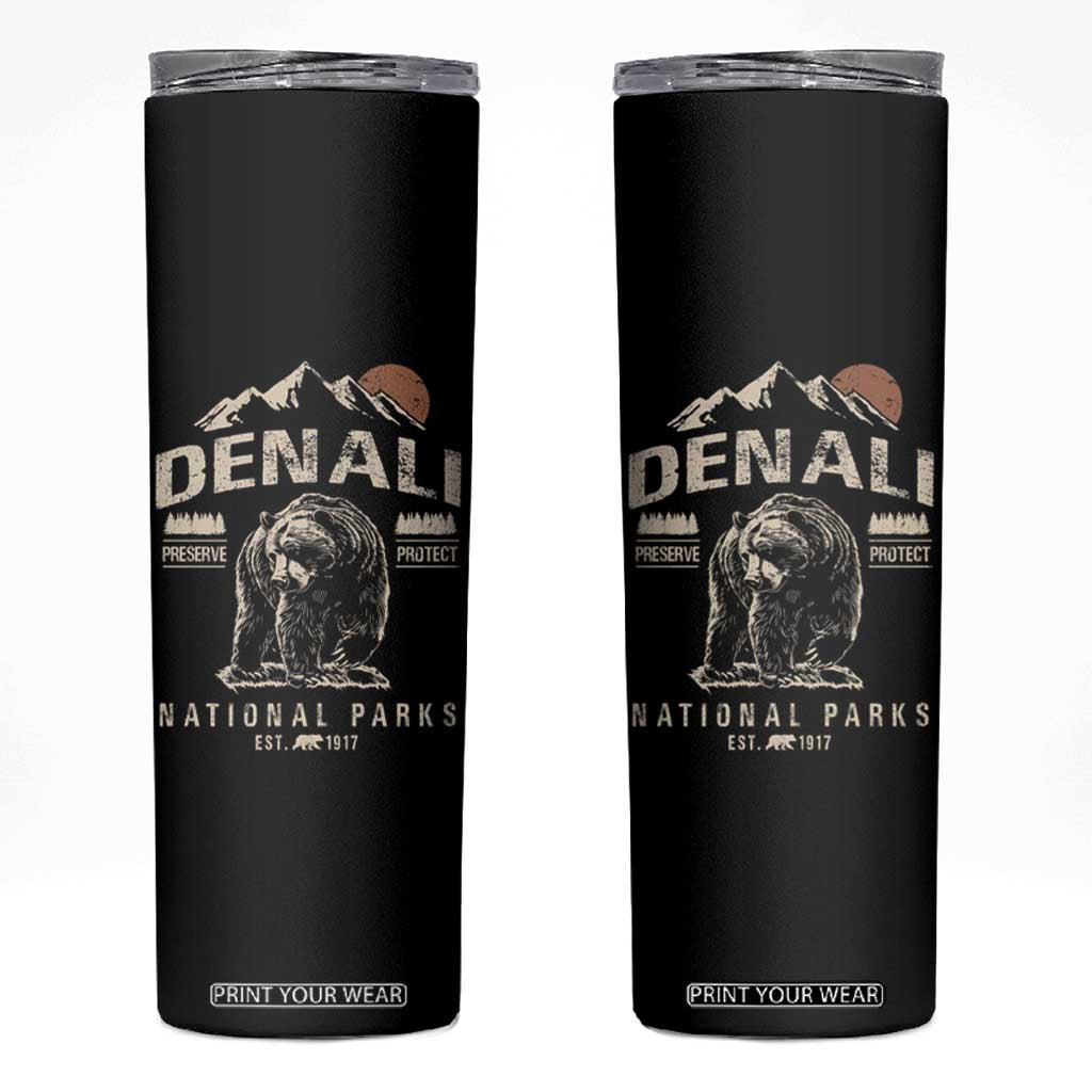 Denali National Park Skinny Tumbler Alaska Mountain Mountain Camping Hiking Mountaineering TS10 Black Print Your Wear
