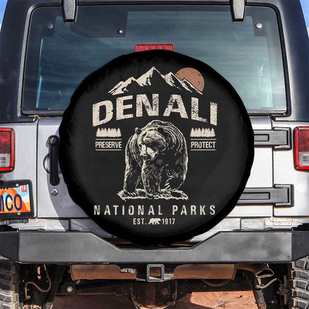 Denali National Park Spare Tire Cover Alaska Mountain Mountain Camping Hiking Mountaineering TS10 No hole Black Print Your Wear