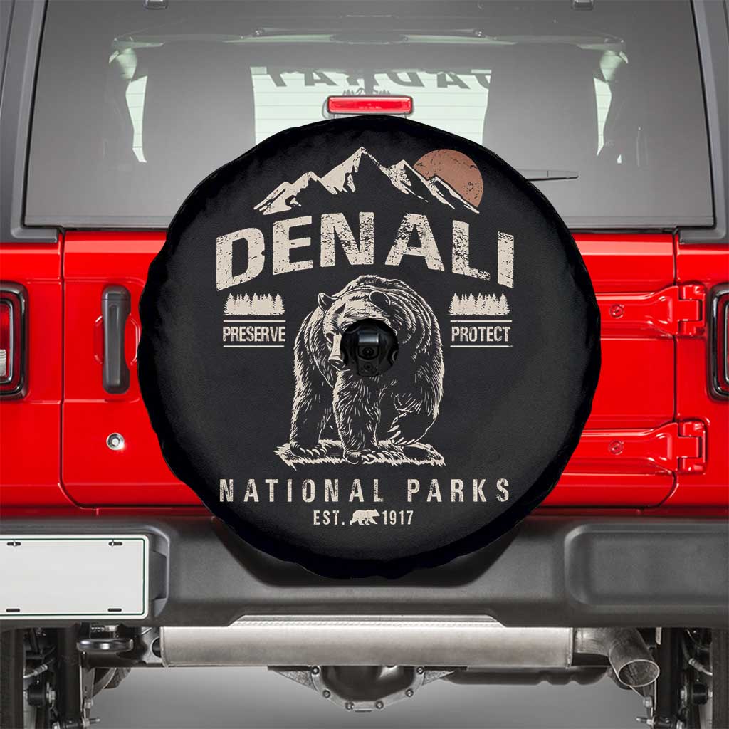 Denali National Park Spare Tire Cover Alaska Mountain Mountain Camping Hiking Mountaineering TS10 Black Print Your Wear