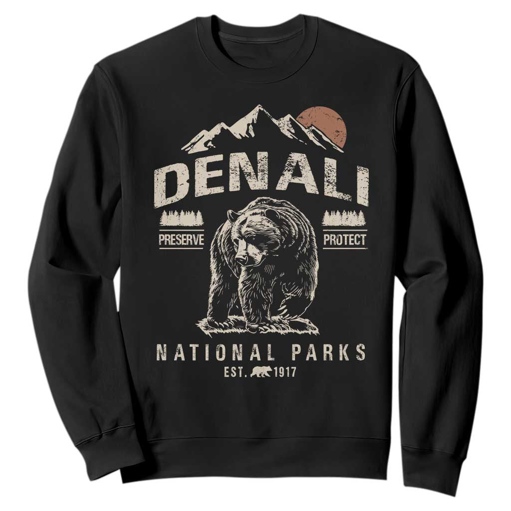 Denali National Park Sweatshirt Alaska Mountain Mountain Camping Hiking Mountaineering TS10 Black Print Your Wear