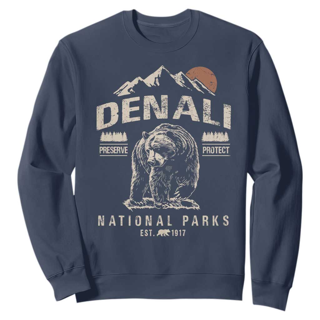 Denali National Park Sweatshirt Alaska Mountain Mountain Camping Hiking Mountaineering TS10 Navy Print Your Wear