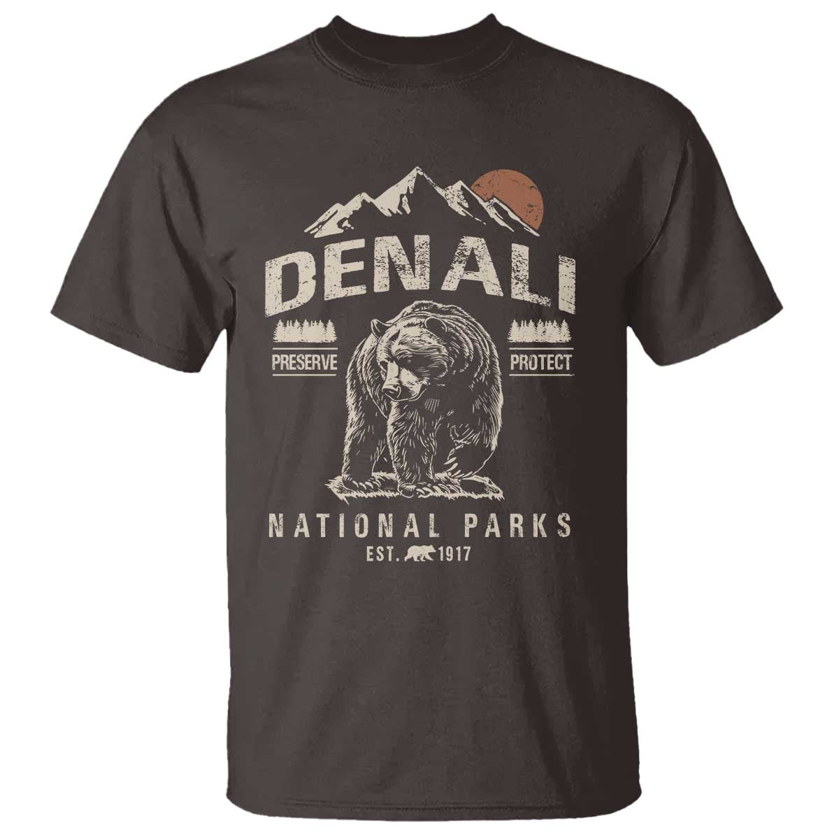 Denali National Park T Shirt Alaska Mountain Mountain Camping Hiking Mountaineering TS10 Dark Chocolate Print Your Wear