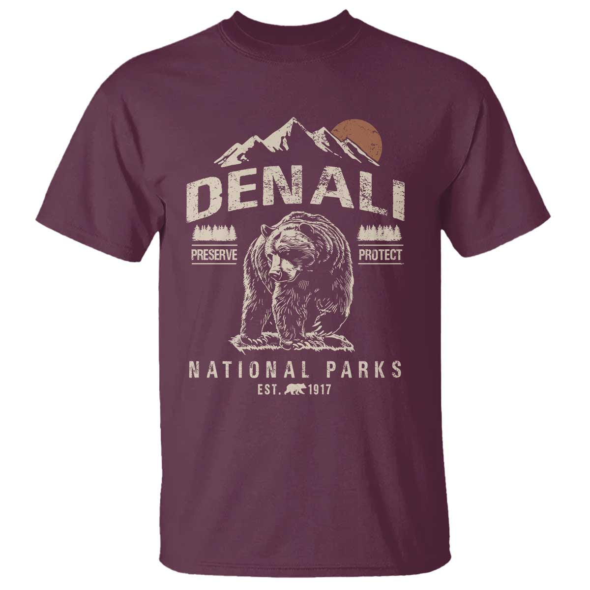 Denali National Park T Shirt Alaska Mountain Mountain Camping Hiking Mountaineering TS10 Maroon Print Your Wear