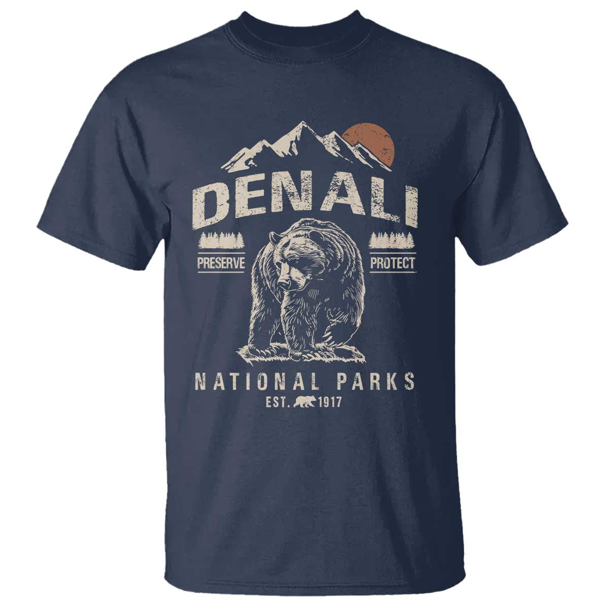 Denali National Park T Shirt Alaska Mountain Mountain Camping Hiking Mountaineering TS10 Navy Print Your Wear