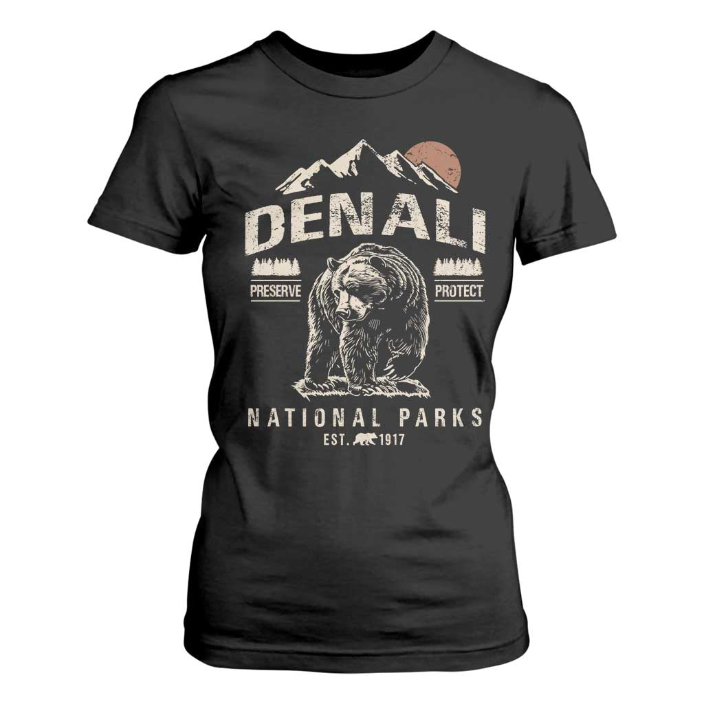 Denali National Park T Shirt For Women Alaska Mountain Mountain Camping Hiking Mountaineering TS10 Black Print Your Wear