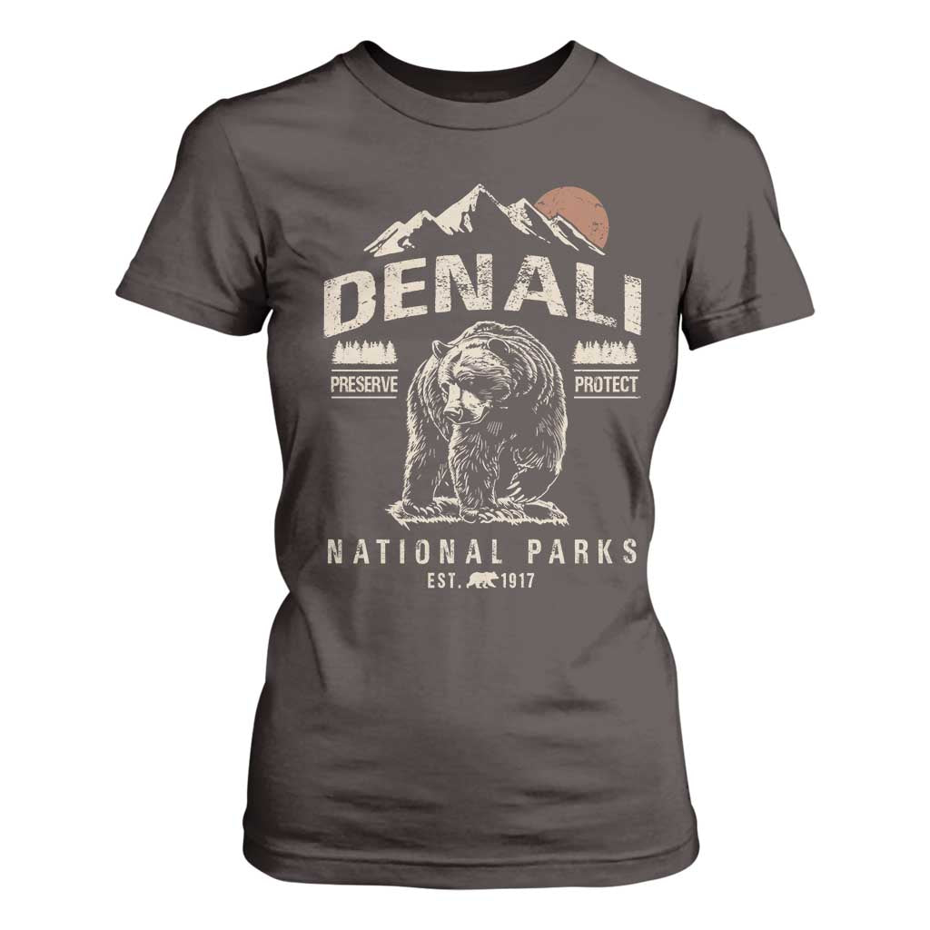 Denali National Park T Shirt For Women Alaska Mountain Mountain Camping Hiking Mountaineering TS10 Dark Chocolate Print Your Wear