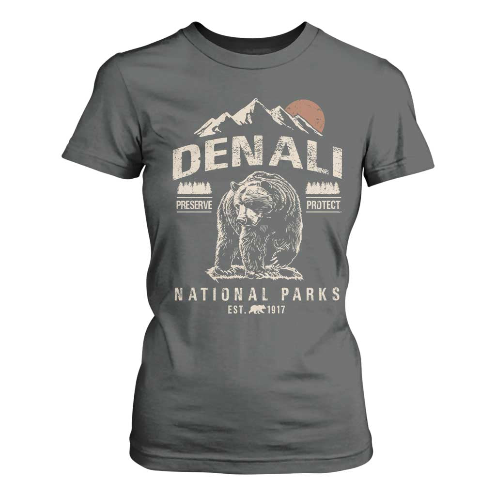Denali National Park T Shirt For Women Alaska Mountain Mountain Camping Hiking Mountaineering TS10 Dark Heather Print Your Wear