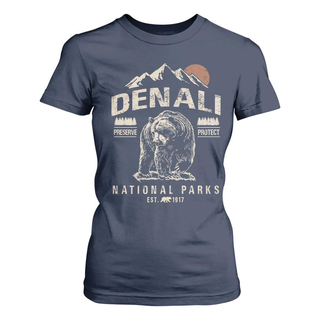 Denali National Park T Shirt For Women Alaska Mountain Mountain Camping Hiking Mountaineering TS10 Navy Print Your Wear