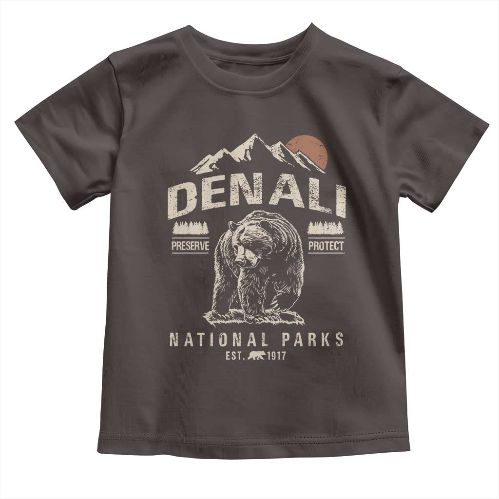 Denali National Park Toddler T Shirt Alaska Mountain Mountain Camping Hiking Mountaineering TS10 Dark Chocolate Print Your Wear