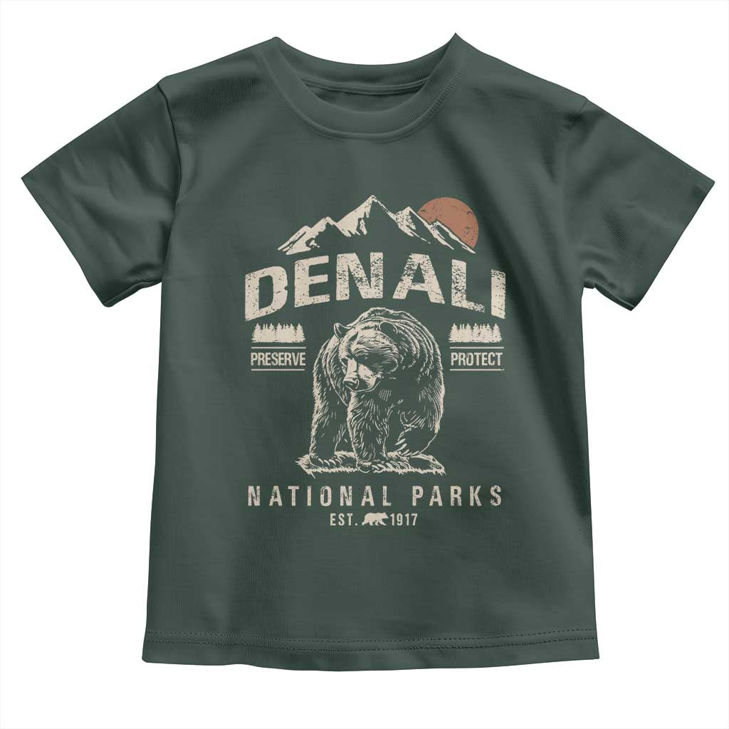 Denali National Park Toddler T Shirt Alaska Mountain Mountain Camping Hiking Mountaineering TS10 Dark Forest Green Print Your Wear