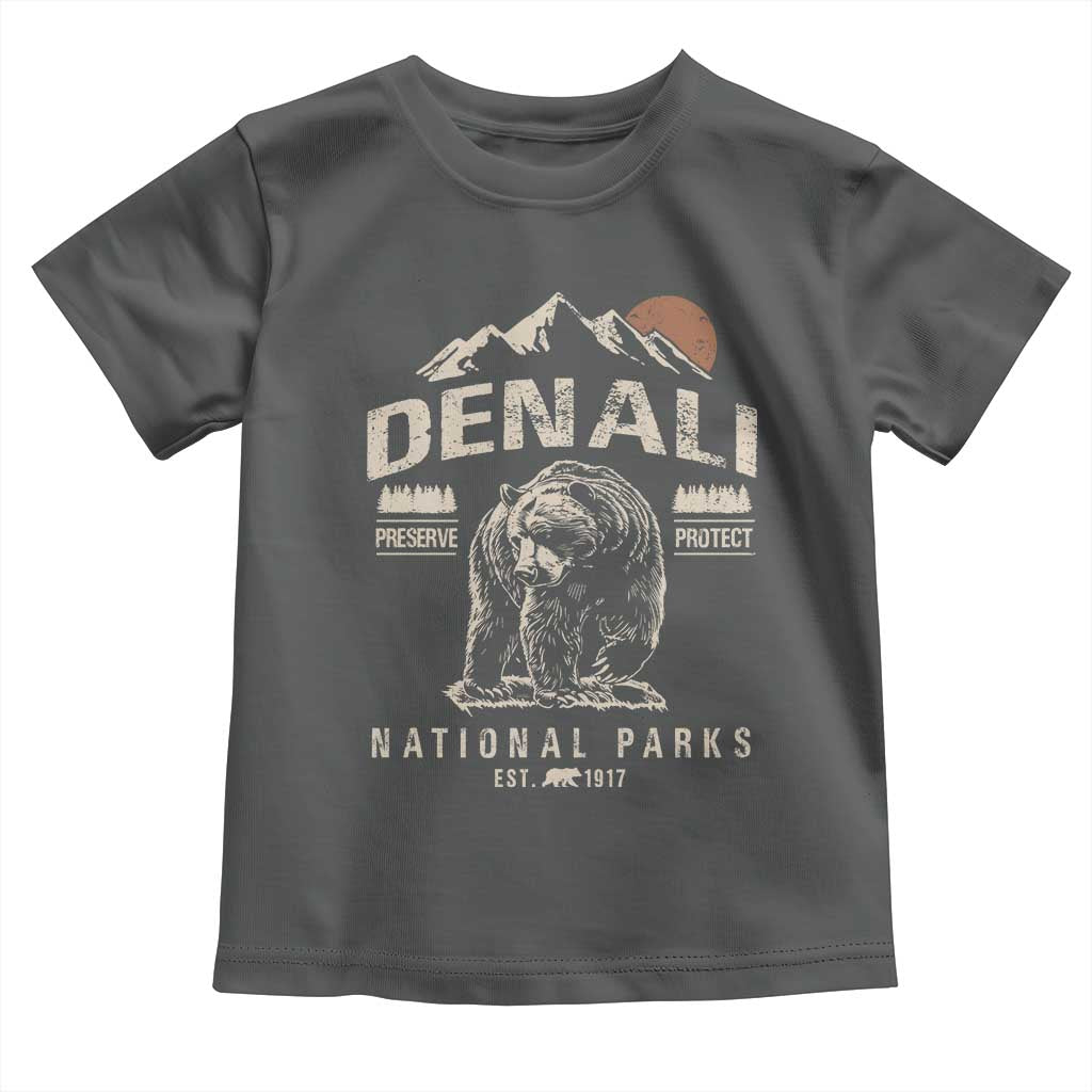 Denali National Park Toddler T Shirt Alaska Mountain Mountain Camping Hiking Mountaineering TS10 Dark Heather Print Your Wear