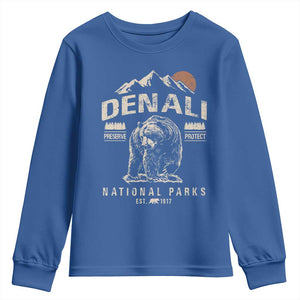 Denali National Park Youth Sweatshirt Alaska Mountain Mountain Camping Hiking Mountaineering TS10 Royal Blue Print Your Wear