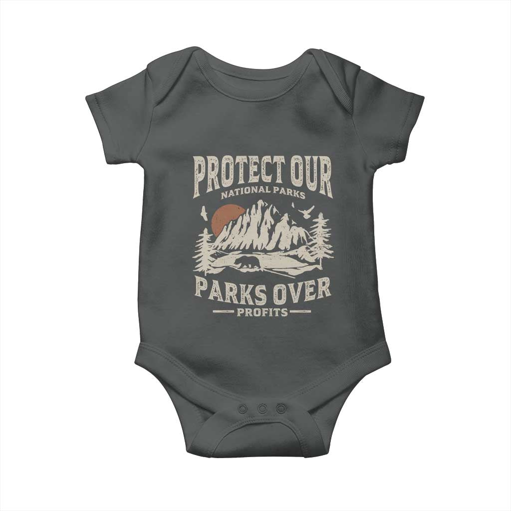 Protect Our National Parks Baby Onesie Camping Hiking TS10 Dark Heather Print Your Wear