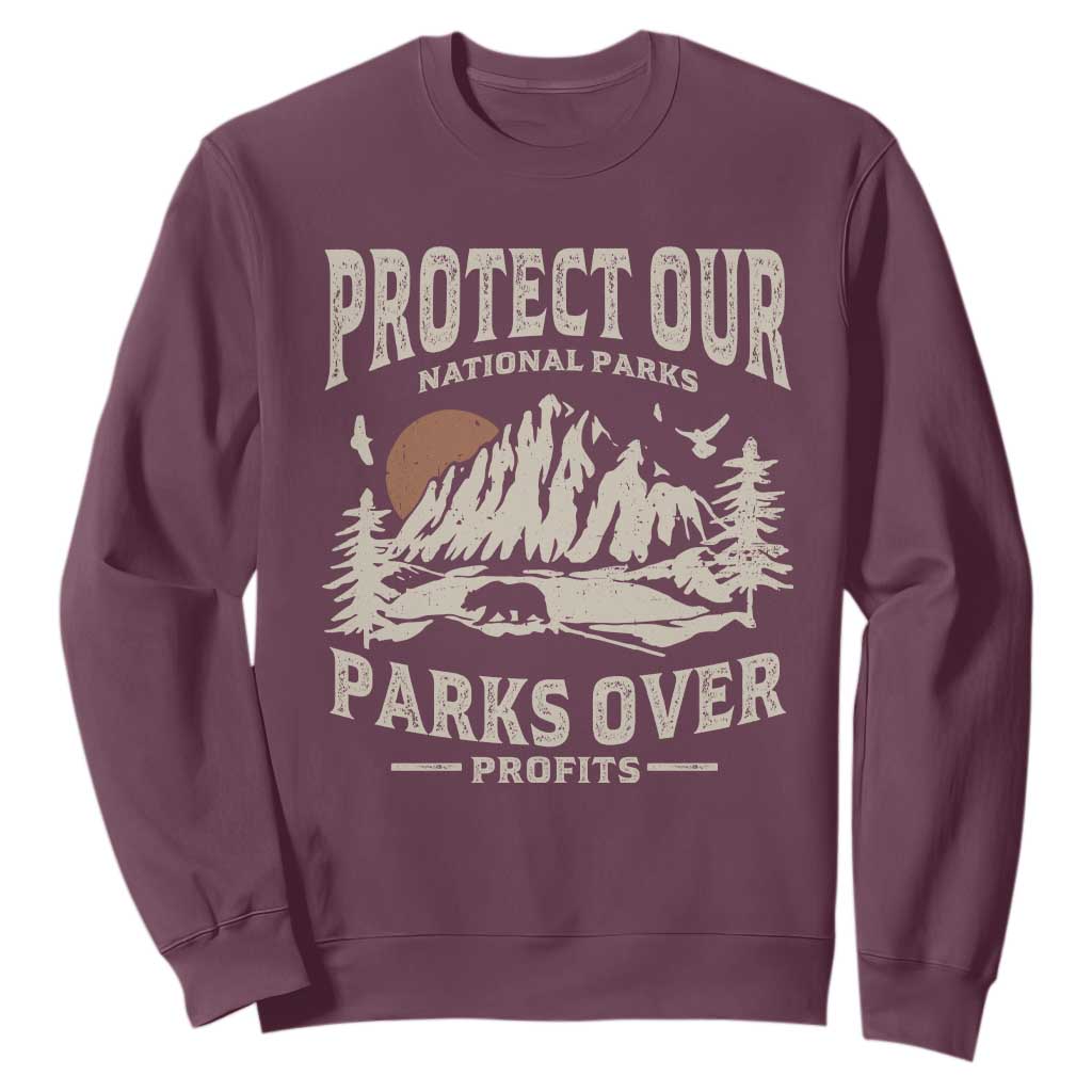 Protect Our National Parks Sweatshirt Camping Hiking TS10 Maroon Print Your Wear