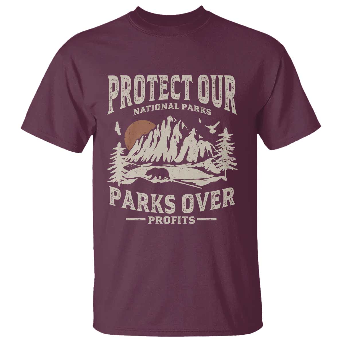 Protect Our National Parks T Shirt Camping Hiking TS10 Maroon Print Your Wear