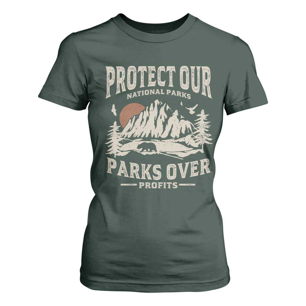 Protect Our National Parks T Shirt For Women Camping Hiking TS10 Dark Forest Green Print Your Wear