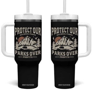 Protect Our National Parks Tumbler With Handle Camping Hiking TS10 One Size: 40 oz Black Print Your Wear