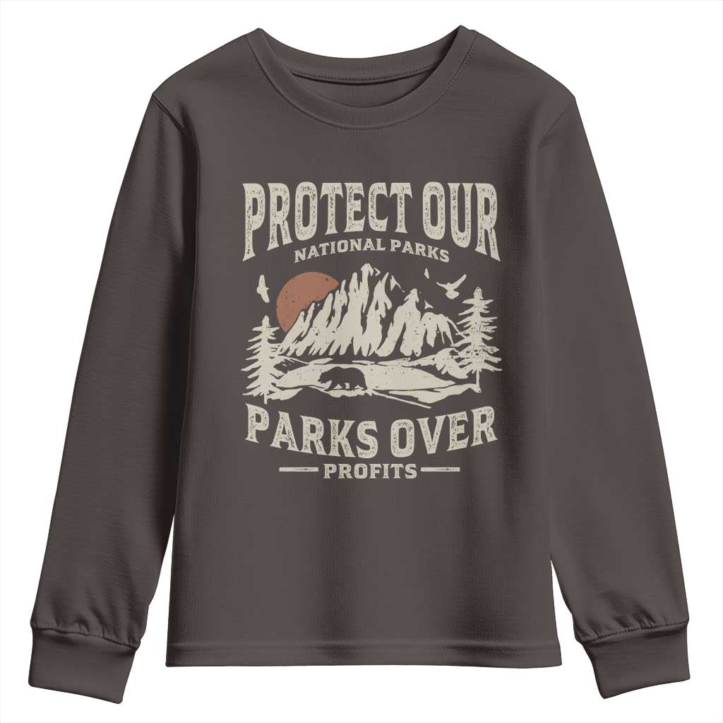 Protect Our National Parks Youth Sweatshirt Camping Hiking TS10 Dark Chocolate Print Your Wear