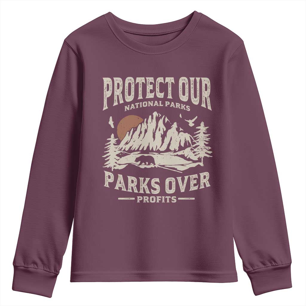 Protect Our National Parks Youth Sweatshirt Camping Hiking TS10 Maroon Print Your Wear