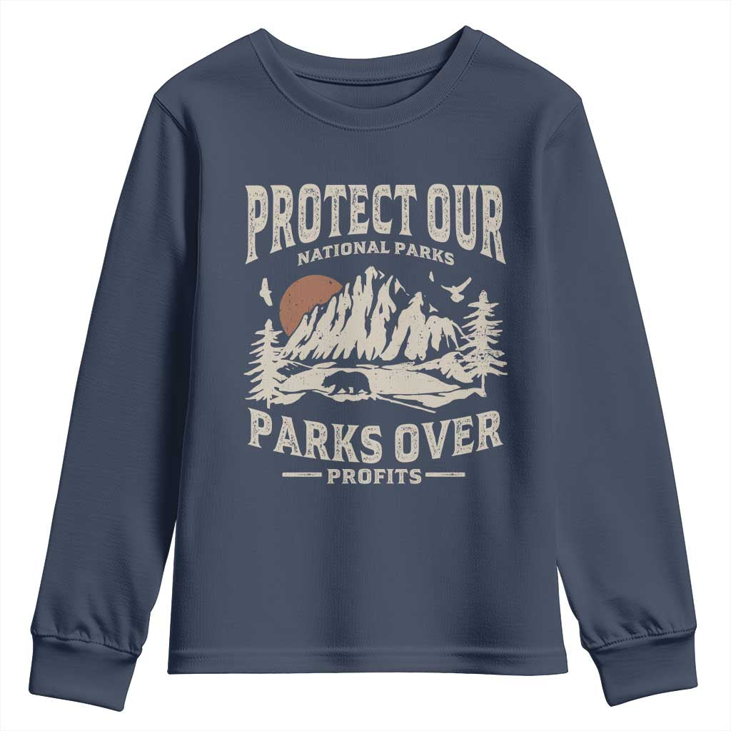 Protect Our National Parks Youth Sweatshirt Camping Hiking TS10 Navy Print Your Wear