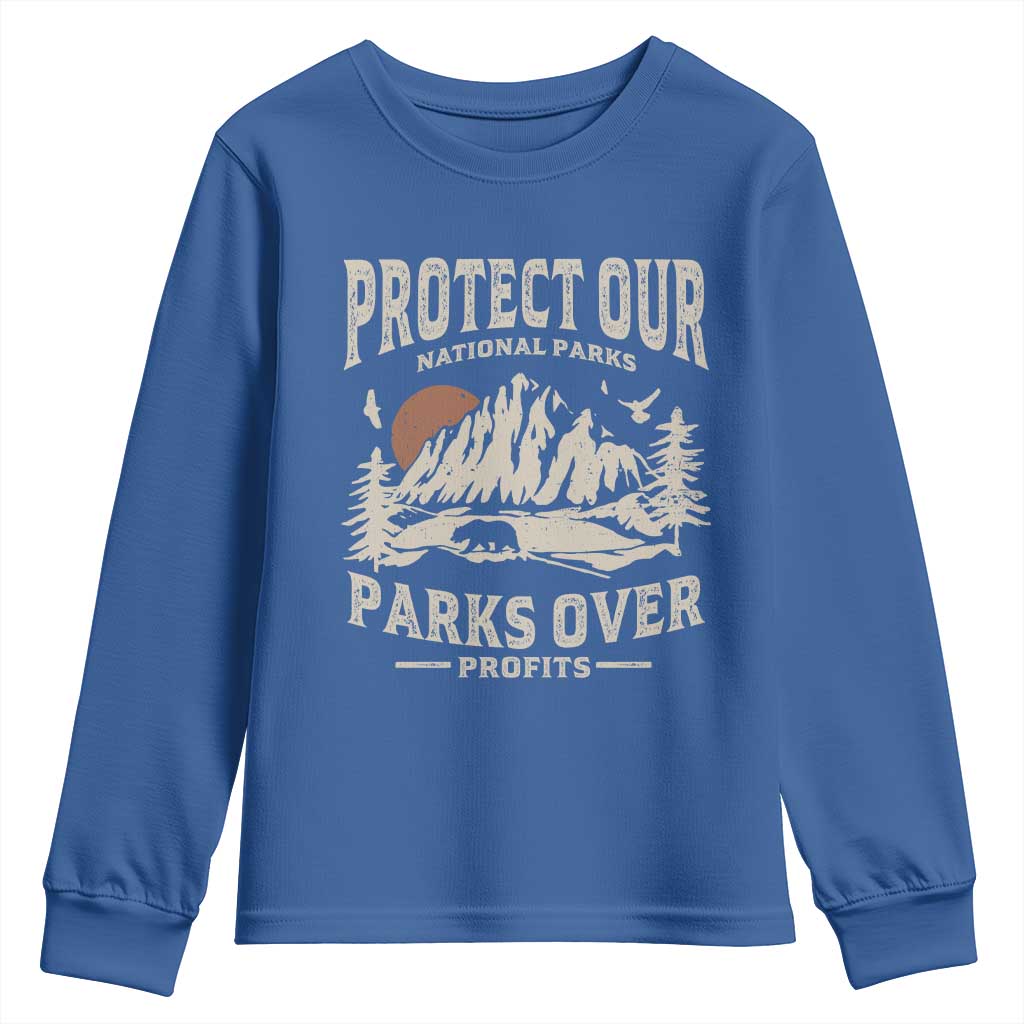 Protect Our National Parks Youth Sweatshirt Camping Hiking TS10 Royal Blue Print Your Wear
