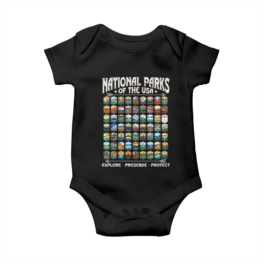 Protect Our National Parks Baby Onesie 63 Parks Over Profits Camping Hiking Sunrise Pine Tree TS10 Black Print Your Wear