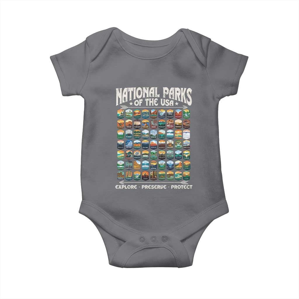 Protect Our National Parks Baby Onesie 63 Parks Over Profits Camping Hiking Sunrise Pine Tree TS10 Charcoal Print Your Wear