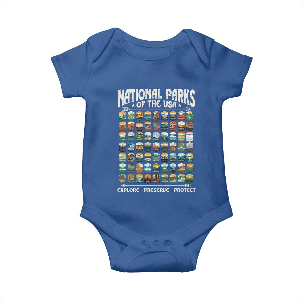 Protect Our National Parks Baby Onesie 63 Parks Over Profits Camping Hiking Sunrise Pine Tree TS10 Royal Blue Print Your Wear