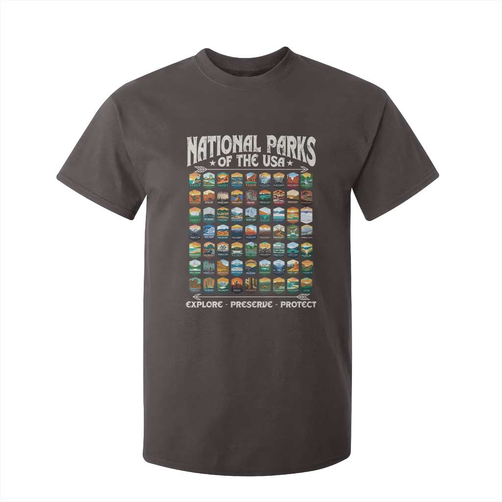 Protect Our National Parks T Shirt For Kid 63 Parks Over Profits Camping Hiking Sunrise Pine Tree TS10 Dark Chocolate Print Your Wear
