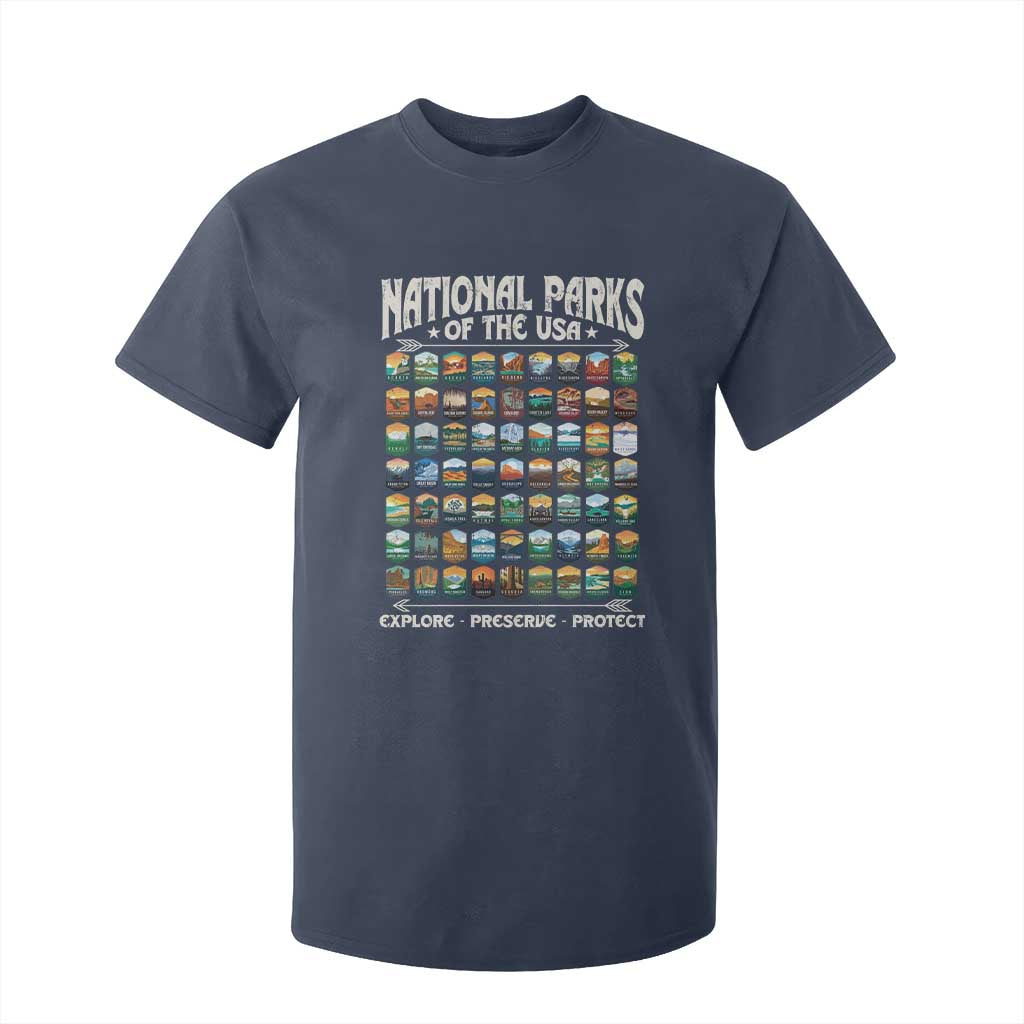 Protect Our National Parks T Shirt For Kid 63 Parks Over Profits Camping Hiking Sunrise Pine Tree TS10 Navy Print Your Wear