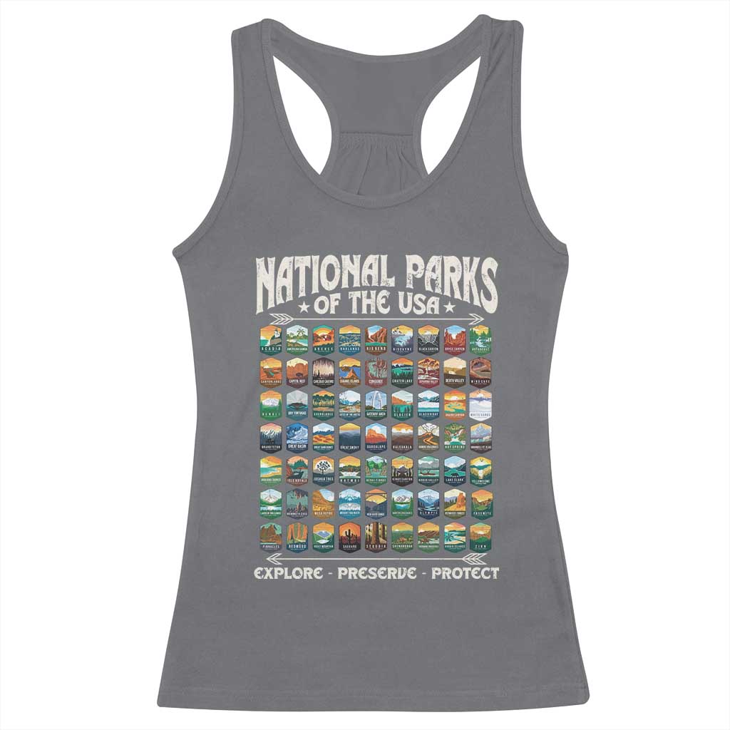 Protect Our National Parks Racerback Tank Top 63 Parks Over Profits Camping Hiking Sunrise Pine Tree TS10 Print Your Wear