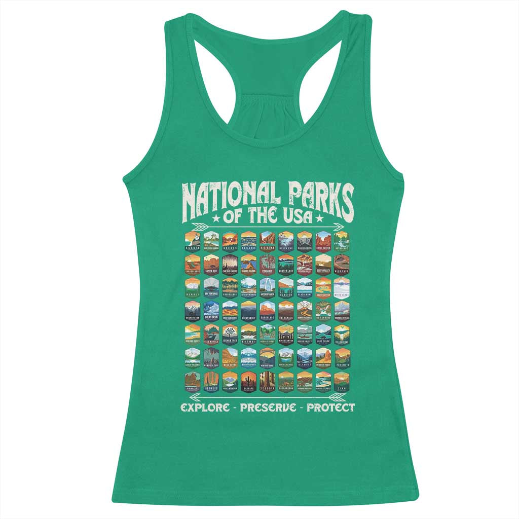 Protect Our National Parks Racerback Tank Top 63 Parks Over Profits Camping Hiking Sunrise Pine Tree TS10 Dark Chocolate Print Your Wear