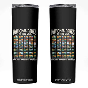 Protect Our National Parks Skinny Tumbler 63 Parks Over Profits Camping Hiking Sunrise Pine Tree TS10 Black Print Your Wear
