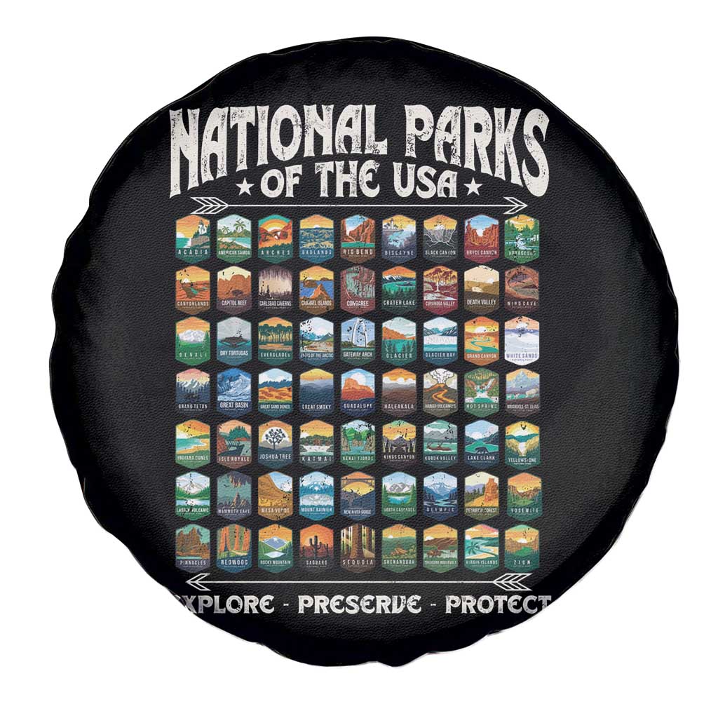 National Parks USA Spare Tire Cover 63 Park Icons Camping Hiking Nature Design TS10 Print Your Wear