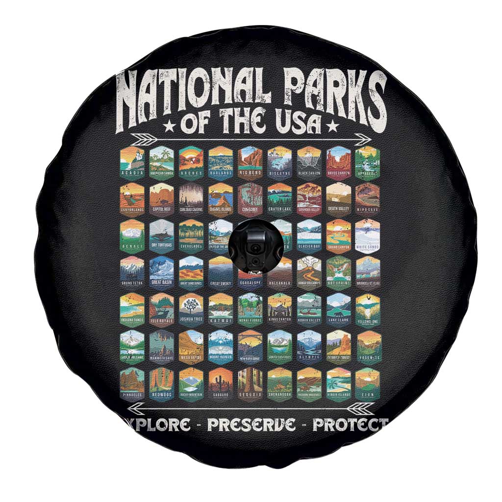 National Parks USA Spare Tire Cover 63 Park Icons Camping Hiking Nature Design TS10 Print Your Wear