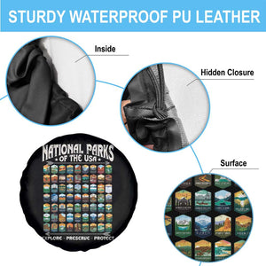 National Parks USA Spare Tire Cover 63 Park Icons Camping Hiking Nature Design TS10 Print Your Wear