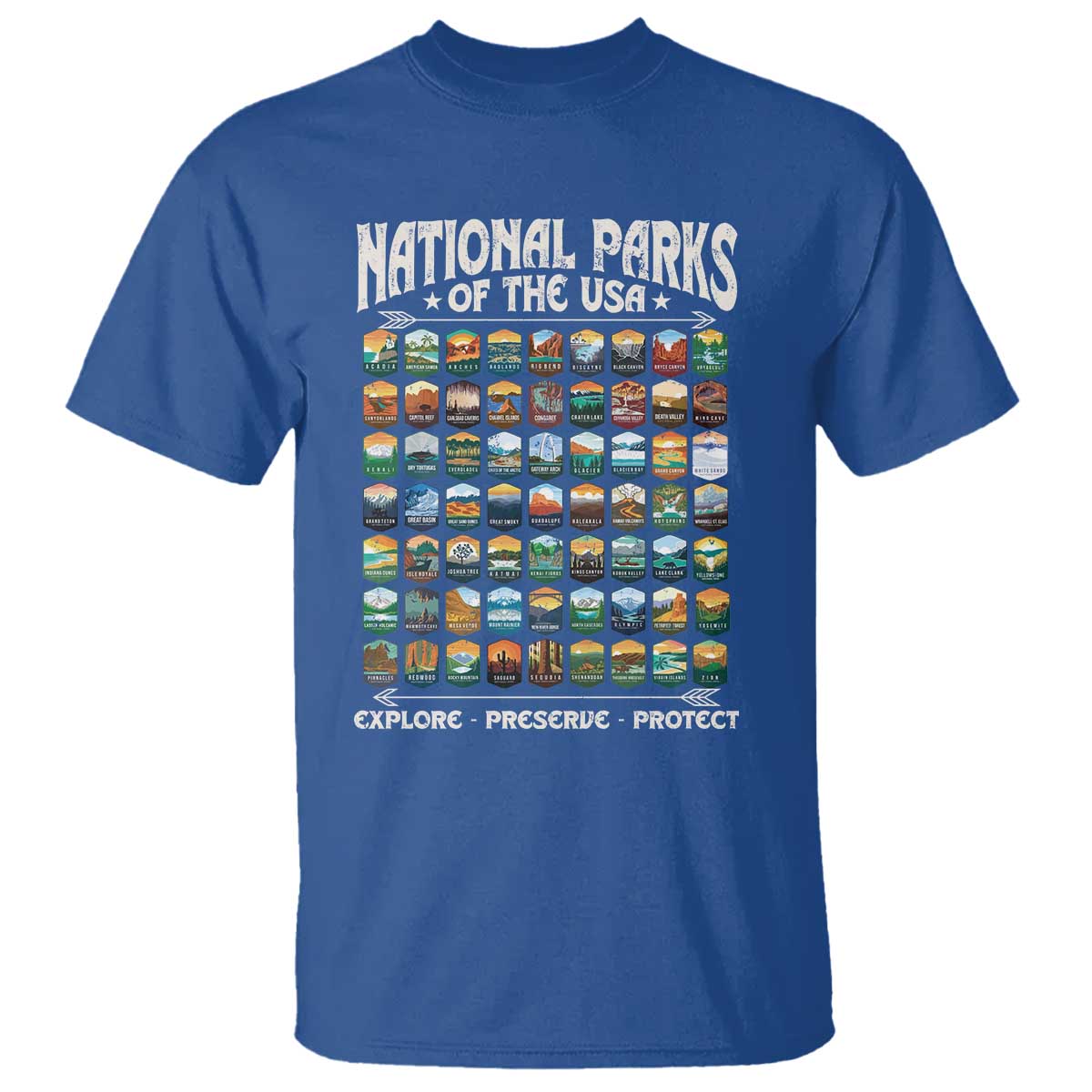 Protect Our National Parks T Shirt 63 Parks Over Profits Camping Hiking Sunrise Pine Tree TS10 Royal Blue Print Your Wear